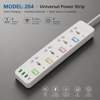 Multiprise modulaire avec cordon réglable, 4 prises universelles, 3 ports USB-C PD à charge rapide, interrupteur, tour d'alimentation pour salle de sport