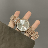 Jam Tangan Wanita Quartz Sederhana Elegan Bahan Stainless Steel Trendi untuk Pesta dan Perjalanan Grosir N2605256