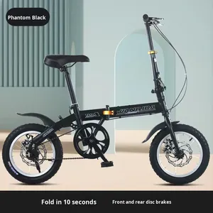 Vélo pliant 14 pouces à vitesse unique, frein à disque double, pédale ordinaire, pour adulte et étudiant, mini vélo de ville, <span class=keywords><strong>cadeau</strong></span>, vente en gros fabricant - Product Image 3