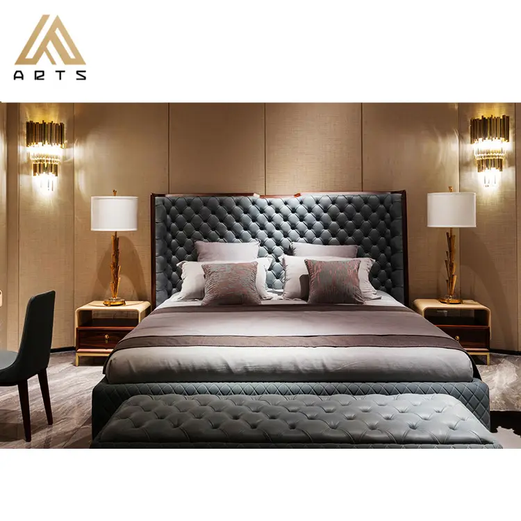 लक्जरी इतालवी बेडरूम सेट फर्नीचर राजा आकार आधुनिक इतालवी नवीनतम डबल बिस्तर डिजाइनर फर्नीचर सेट राजा कक्ष चमड़े बिस्तर
