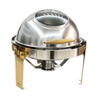 Ensemble de réchauds de luxe à couvercle roulant, chauffe-plats commerciaux en acier inoxydable pour buffet avec supports à combustible, équipement de restauration