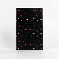 Cuaderno de Tapa Dura de PU con Lazo de Rosa Floral Negro, Banda Elástica, Estética Coqueta, Diario Personalizado, Papelería