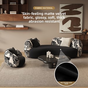 Phong Cách Cổ Điển In Mờ Nhung Cong Sofa Set Cho Nhà Căn Hộ Nhỏ Cửa Hàng Quần Áo Vẻ Đẹp Salon Khu Vực Nghỉ ngơi Tiếp Tân - Product Image 2