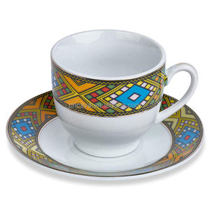 Juego de Tazas y Platos de Porcelana con Diseño Tradicional de Azulejos Etíopes, Precio de Fábrica - Product Image 4