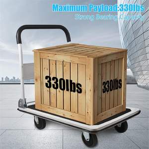 Chariot de poussée pliable en fonte Chariot à plate-forme à 4 roues avec 2 cordes Capacité de 330lb OEM Personnalisable pour le stockage - Product Image 2