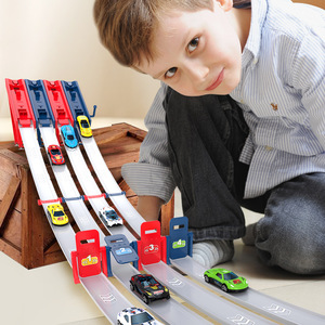 Jeu de course de voitures sur circuit en plastique pour enfants, kits de circuit à assembler soi-même, jeu de stratégie de catapulte, jouets interactifs et sociaux amusants 1:16 - Product Image 3