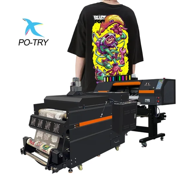 Potry Nieuwe I3200 4 Printkop 8 Kleuren 60Cm Huisdierenfilm Dtf Printer Kan Fluorescerende Kleuren Erg Cool Afdrukken