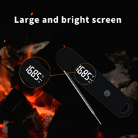 Termómetro de Carne Profesional Inteligente para Barbacoa, Impermeable, de Acero Inoxidable, con Sensor de Temperatura LCD, Lectura Rápida Digital, Plegable, para Cocina, ODM