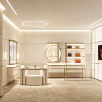 Meubles de présentation pour bijouterie de luxe, solution complète d'aménagement de boutique, vitrine à bijoux en verre couleur or champagne, îlot de présentation