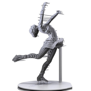 Design moderno in acciaio inox inginocchiato donna scultura arte moderna figura scompare statua - Product Image 2