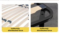 Cadre de lit durable avec baldaquin moderne, tailles Queen et King, en acier inoxydable et bois de chêne, installation facile pour mobilier de chambre