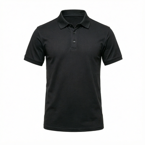 Chemise de golf pour homme en coton/bambou tricoté, anti-rides, respirante, à manches courtes, col boutonné, logo personnalisé positionné à l'avant, 180g - Product Image 1