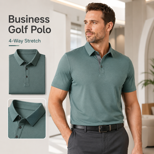 Polo de golf en polyester et élasthanne tricoté extensible dans les quatre sens, couleur unie, col rigide, avec logo personnalisé, pour entreprise - Product Image 1