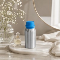Flacon diffuseur de sérum cosmétique marin 100 ml en aluminium brillant avec bouchon bleu ciel inviolable
