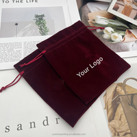 Sacs à bijoux en velours marron de luxe durables pour mariage, fête, cadeau de Noël, sac à cordon