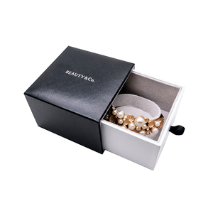 <b>Black</b> Leatherette Paper Sliding Drawer Jewelry Packaging <b>Box</b> for Jewelry Package - Product Image 5