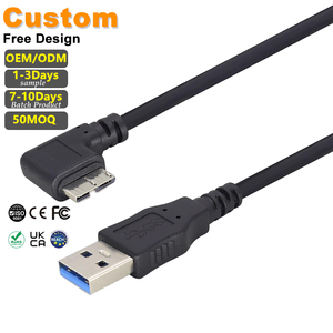 Cable USB <span class=keywords><strong>3</strong></span> Micro B LUNG KAY de 0.2m, Carga Rápida de 3A, Transferencia de Datos de 5Gbps, Cable USB <span class=keywords><strong>3</strong></span>.0 Tipo A Macho a Tipo Micro B de 90 Grados - Product Image 1
