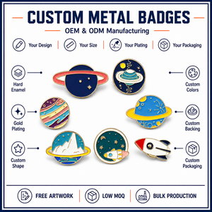 Set de Pines de Esmalte Duro Personalizados con Temática Espacial: Cohete, Astronauta, Planeta, OVNI, Galaxia - Insignias Metálicas para Solapa OEM ODM - Product Image 4