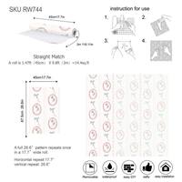 Papier peint auto-adhésif imperméable écologique amovible sans couture de style moderne avec nœud rose pour usage domestique, chambre de filles et d'enfants