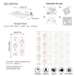 Papel Tapiz Autoadhesivo Impermeable, Ecológico, Removible y sin Costuras, con Diseño <span class=keywords><strong>de</strong></span> Lazo Rosa, Estilo Moderno, para Uso Doméstico, Habitaciones <span class=keywords><strong>de</strong></span> <span class=keywords><strong>Niñas</strong></span> y Niños - Product Image 3