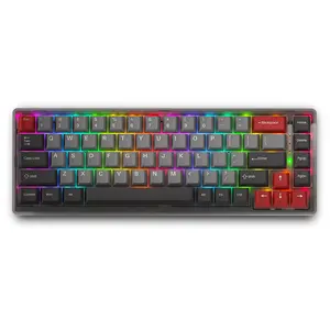 SAMA 65% Teclado Mecânico Sem Fio Para Jogos 68 chave RGB Hot Swappable Brown Switch 2.4G BT Com Fio Transparente PC Keycaps Teclado