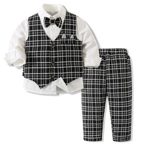 Vestido formal para niños, ropa para niños, primavera <span class=keywords><strong>y</strong></span> otoño, nuevos estilos, camisas para niños, chalecos, pantalones, conjuntos, trajes para bebés, ropa para bebés - Product Image 6