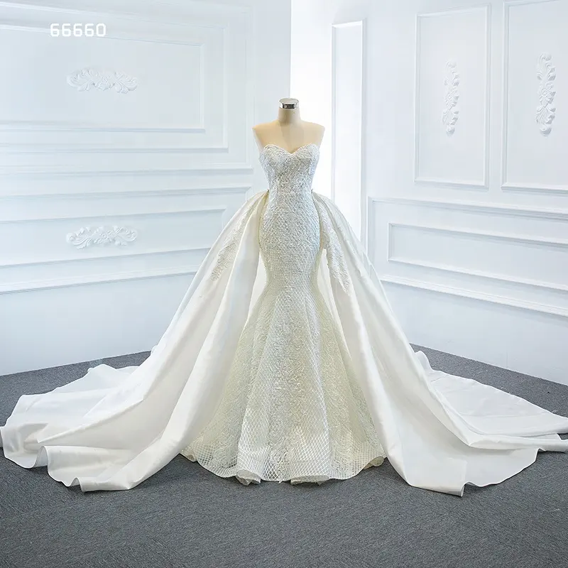 Jancember RSM66660 Fashion Mermaid Vestidos De Novia Wedding Dress With Detable Train