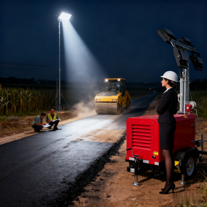 Torre de luz diésel con mástil telescópico hidráulico montado en remolque alto Led - Product Image 1