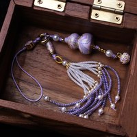 Pendentif artisanal unique fait main de style oriental en forme de gourde, avec perles et pompons, amulette clochette pour sac, miroir de voiture, ornement suspendu, breloque