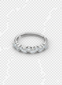 Marquise Cut Lab Grown Diamond Half <b>Eternity</b> <b>Ring</b> 925 <b>Silver</b> / 10KT 14KT 18KT White Gold Wedding Band <b>Ring</b> - Product Image 6