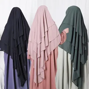 Jilbab Khimar Desain Baru Siap Kirim, Hijab Sifon Tiga Lapis Atas Kepala untuk Wanita Muslim 2023