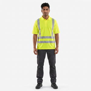 Hi <b>Vis</b> Reflective <b>T</b> <b>Shirts</b> Safety for Construction Workwear <b>High</b> Visibility Polo Short Sleeve Quick Drying - Product Image 1
