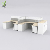 IULTRA U Shape 4 Postes de Travail Modulaires en U pour Bureau, Système de Cubicles de Bureau Quadruples Moderne, Écologique et Durable