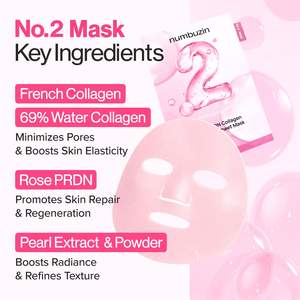Masque repulpant au collagène PDRN et à l'extrait de rose n°2 (5 pièces) - Rajeunissement et hydratation de la peau pour les teints ternes et fatigués - Product Image 5