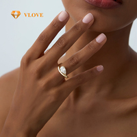 Cincin Berlian Gelombang 14K VLOVE Exquisite Jewellery 1.55 Ctw, Cincin Berlian Pear Buatan Laboratorium untuk Pertunangan dan Pernikahan Wanita