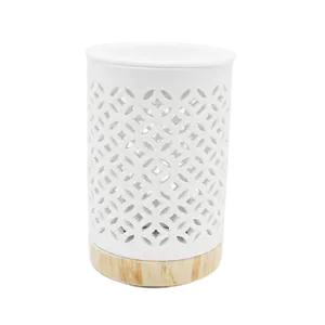 卸売白い陶器キャンドルホルダーワックスメルトバーナーカスタマイズキャンドルホルダー素敵なセラミックキャンドルホルダー