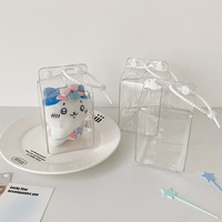 Sac de rangement transparent personnalisé et mignon en forme de boîte de lait 3D pour bébé, sac de présentation à bandoulière pour étudiant, poupée ou accessoires de bébé en extérieur