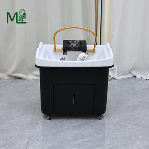 Bac à shampoing de salon avec repose-pieds réglable, circulation d'eau, <span class=keywords><strong>panneau</strong></span> de commande anglais, conduites d'eau chaude/froide, pour coiffure au chevet du lit - Product Image 1