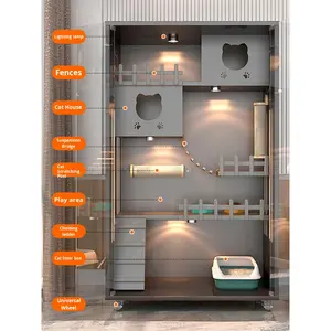 Venta directa de fábrica, madera maciza sostenible moderna, multicapa, gato <span class=keywords><strong>grande</strong></span>, Villa, marco de escalada, perros, animales pequeños, botón - Product Image 3