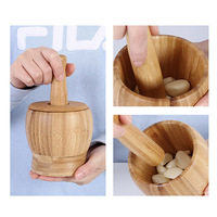 Ensemble Mortier et Pilon en Bois pour Ail, Gingembre, Herbes et Épices – Broyeur Mélangeur avec Bol à Piler