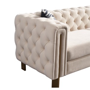 Canapé Chesterfield en velours capitonné avec éponge haute résilience pour petit espace, appartement, salon, maison moderne - Product Image 4