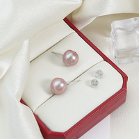 Boucles d'oreilles clous en perles violettes 10-11 mm, perles d'eau douce naturelles Edison, clous simples, aiguille en argent 925, bijoux baroques