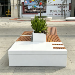 Banc de jardinage moderne carré pour terrasse extérieure, jardinière au sol, pot de fleurs écologique, banc de repos pour fleurs, pour cour, jardin, centre commercial - Product Image 2