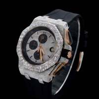 Montre-bracelet Hip Hop en argent 925 de qualité supérieure avec boîtier multi-cadrans brillant et style résistant à l'eau pour un usage quotidien