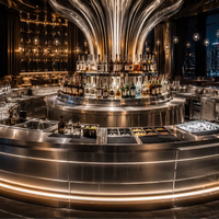 Comptoir de bar multifonctionnel en acier inoxydable sur mesure avec portes coulissantes, dégivrage automatique, plage de température de -5°C à 5°C, Belson 220V