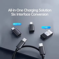 Casing ponsel kabel adaptor, 6 dalam 1 Multi fungsi perjalanan kartu Sd Otg kotak penyimpanan 60W mikro Tipe C kabel Usb pengisian daya