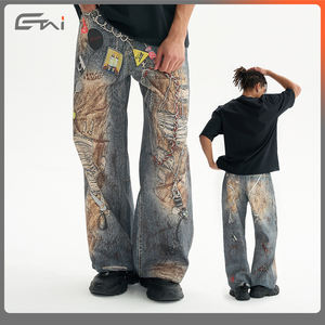 <span class=keywords><strong>Tendance</strong></span> 2025 Pantalon En Denim Surdimensionné Unisexe Trompe L'oeil Pantalon Baggy Pantalon Homme Sale Jeans Hommes - Product Image 5