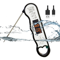 Thermomètre numérique pour viande de haute qualité, rechargeable, étanche, en plastique, avec affichage LED à lecture rapide en 0,6s, pour grillades, cuisson et friture