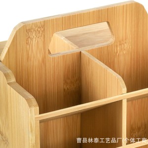 Bamboo Cosmetic Storage Rack <b>With</b> <b>Drawer</b> And Partitions For Desk Makeup Organization - Product Image 5
