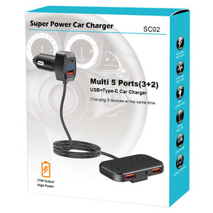 Chargeur de voiture USB multi-ports haute puissance 31W, 5 ports USB, chargeur Type-C, HUB de charge étendu - Product Image 6